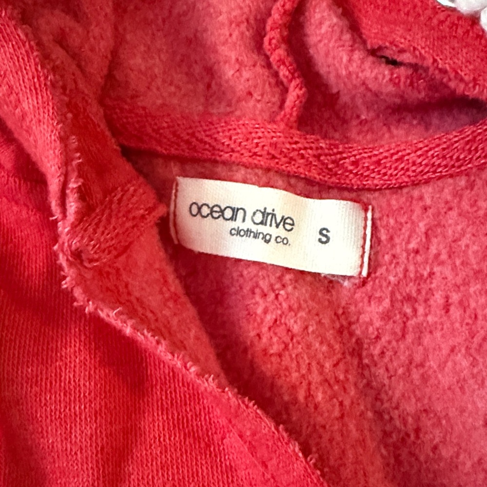 Ocean Drive Red Hoodie with White Drawstrings - Picture 2 of 3